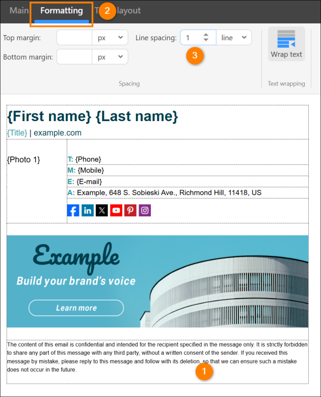 Additional spacing settings available for paragraphs.