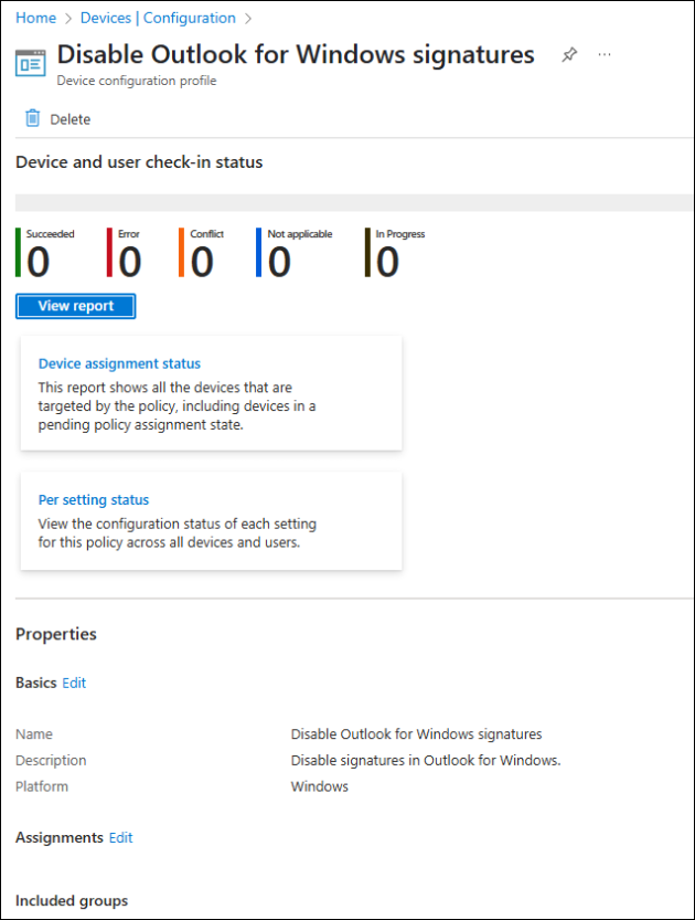 The policy summary allows you to monitor policy assignments.