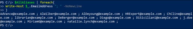 All email aliases listed and separated by semicolons.