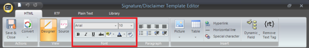 Email Signatures - Font section.
