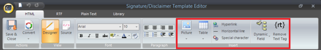 Email Signatures - Insert section.