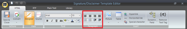 Email Signatures - Paragraph section.