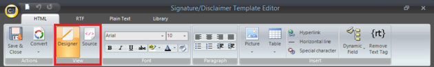Email Signatures - View section.