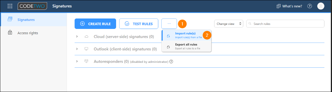 Importing rules in CodeTwo Email Signatures 365.