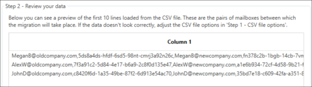 Data imported from a CSV to the program before applying correct formatting settings.