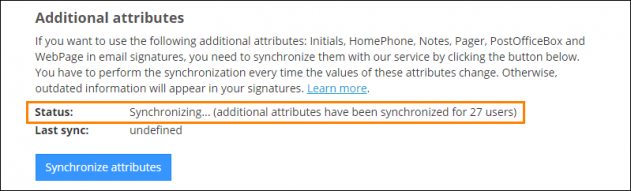 Synchronization of additional attributes in progress.