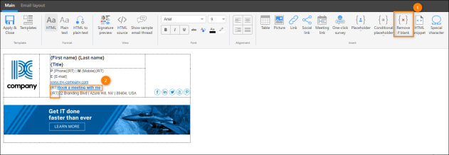 Using the Remove if blank feature to remove placeholders with no value in Entra ID.