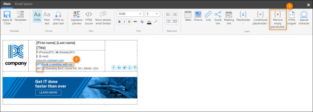Using the Remove empty placeholder feature.