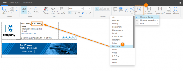 How to add placeholders to a signature template.