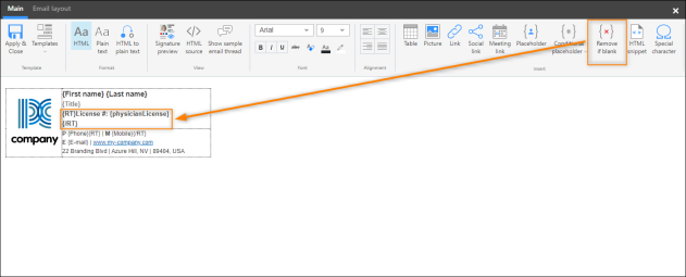 Using the RT tags to remove the line with the custom attribute if its value is missing.