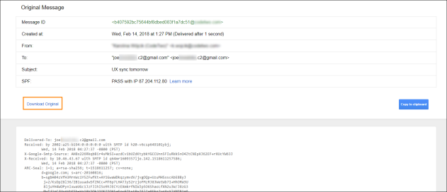 Downloading an email from Gmail to a local drive.