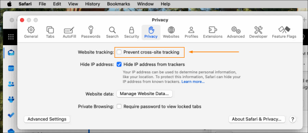 Allowing third-party cookies for Outlook in Safari.
