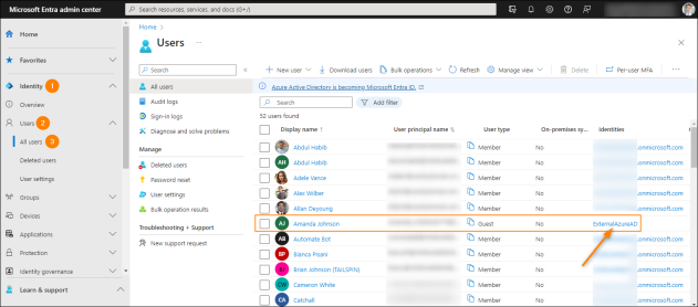The guest user accepted your invitation and is listed on the Users page.