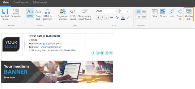 Inserting a meeting link