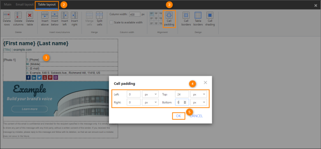 Adding spacing between two table rows.