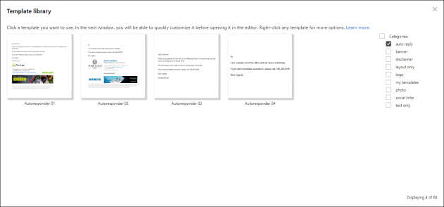 Choosing one of the pre-defined auto-reply templates.