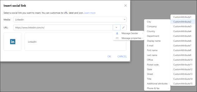 Choosing a placeholder which will be used to create an individual LinkedIn profile URL.