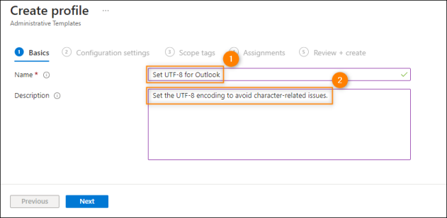Configuring basic profile settings.
