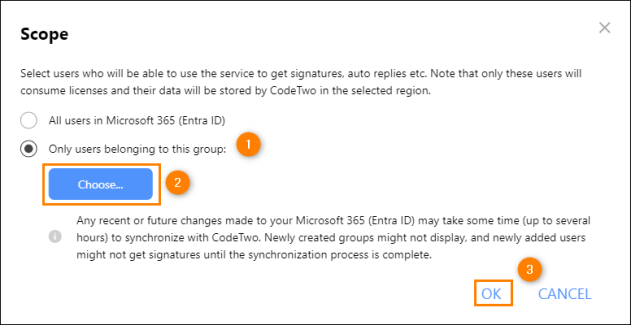Limiting the scope of licensed users to a specific group of users.