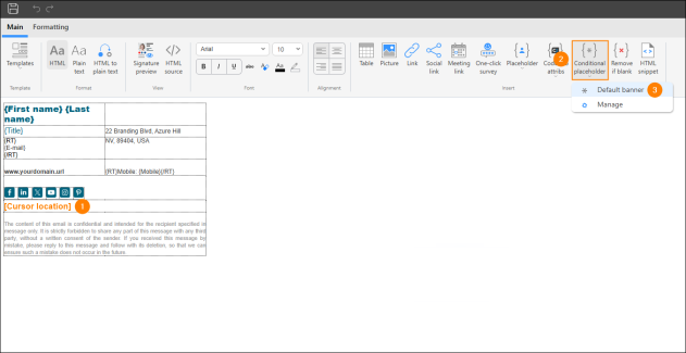 Inserting the conditional placeholder into the signature template.