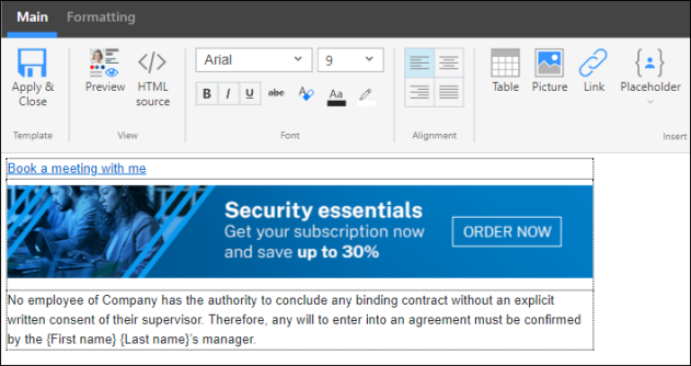 An example of content designed for the Sales department.