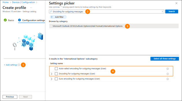 Finding the appropriate settings from the International Options category.