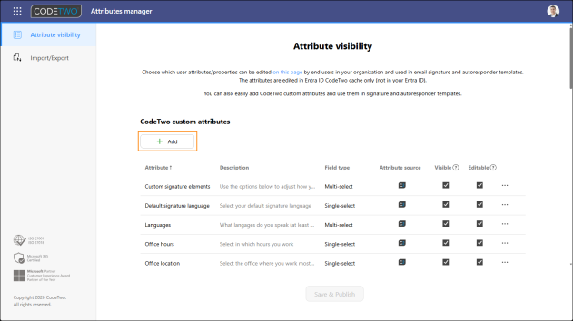 Adding a custom attribute in the Attributes manager app.