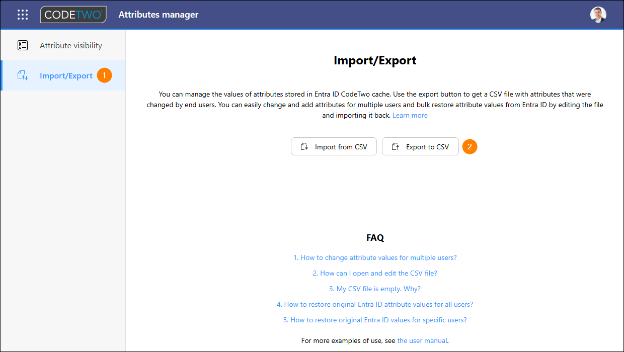 Exporting the CSV file for bulk editing.
