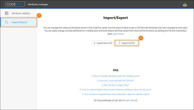 Exporting the CSV file for bulk editing.