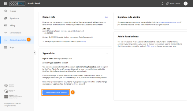 Changing the account type to Microsoft account.