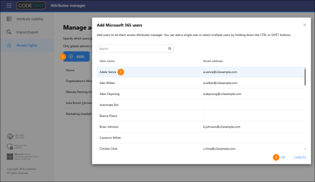 Adding a new Attributes manager user.