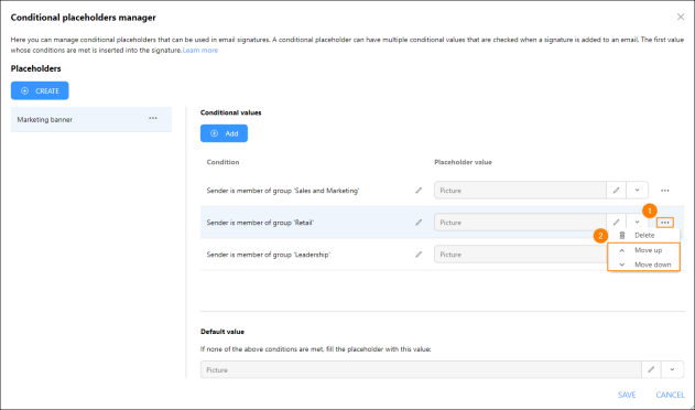 Changing the order of conditional values.