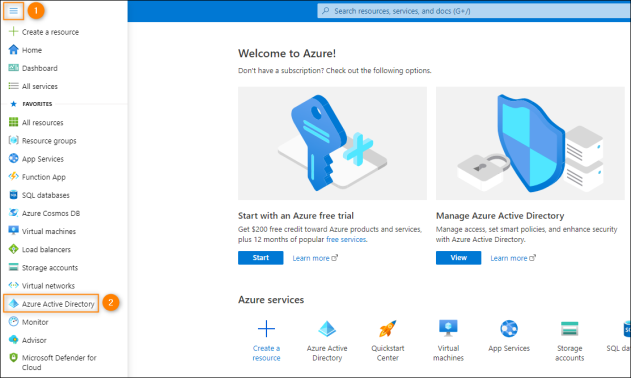 Accessing Azure AD settings.