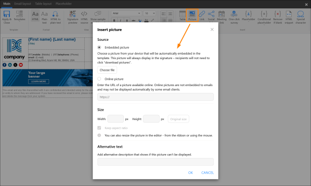 Picture configuration options.