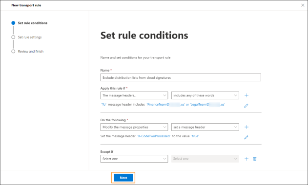 The complete configuration of rule conditions.