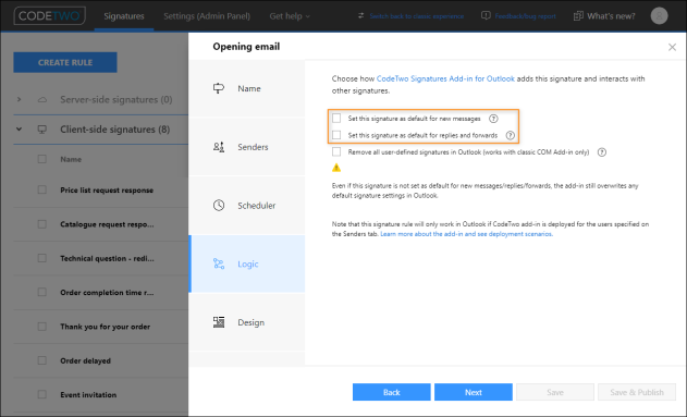 Be sure to clear these checkboxes if you don’t want your canned responses to be added to all messages in Outlook and OWA by default.