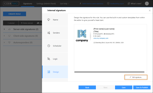 Setting up a signature template that will be added to emails sent within your organization.