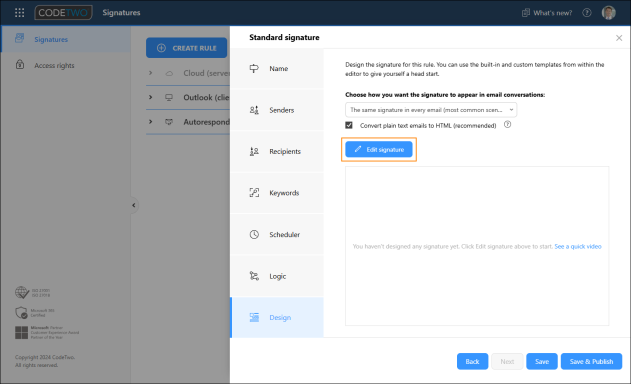 Opening the template editor.