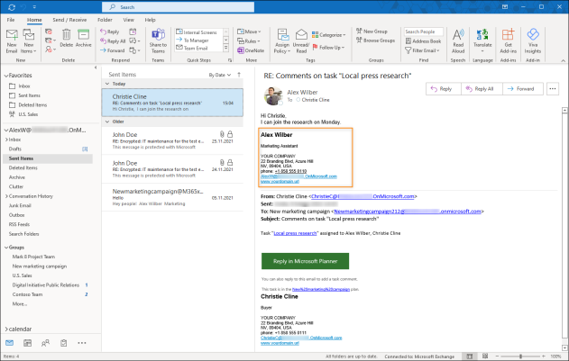Outlook (client-side) signature for Microsoft Planner in Outlook.