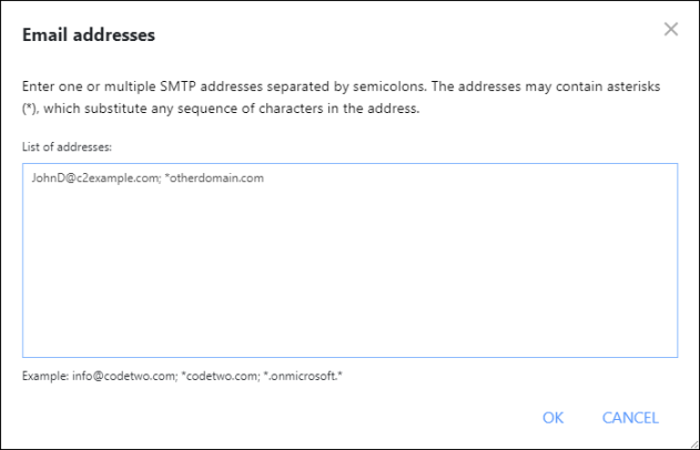 Specifying alias addresses to which the rule should apply.