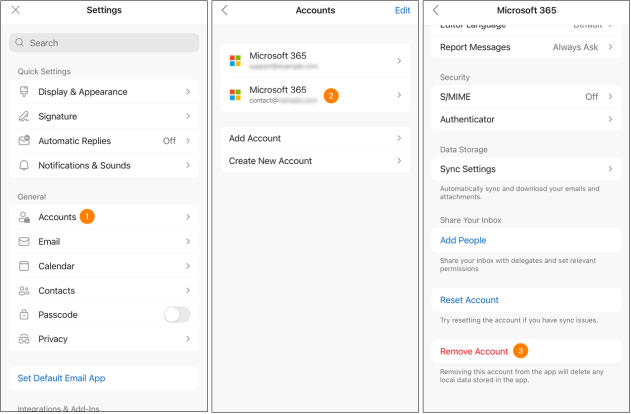Removing a secondary email account from Outlook for iOS.