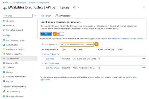 Completing the process of assigning permissions to the app.
