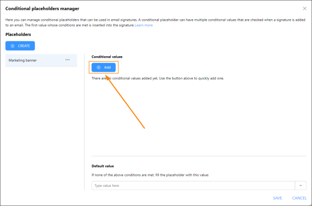 Creating a new conditional value.