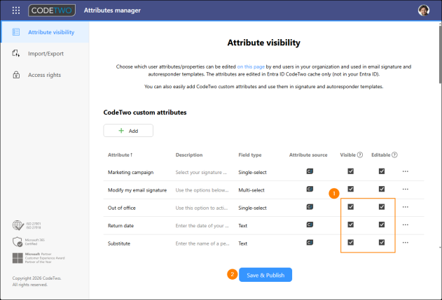Making sure your users can view selected attributes and change their values.