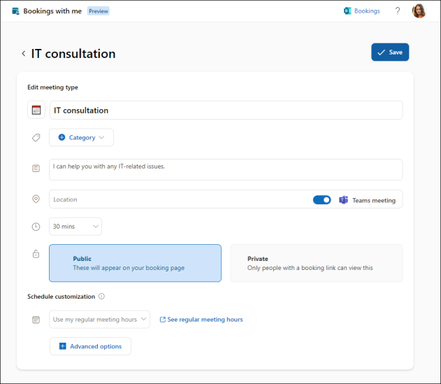 Configuring a new meeting.