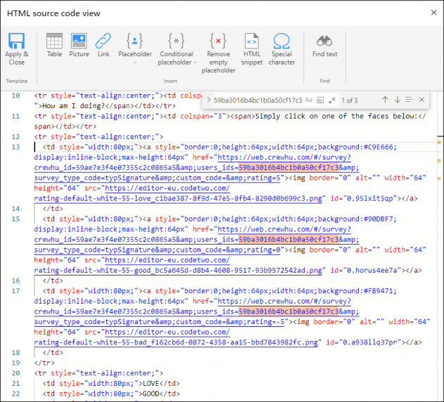User's ID value found in the HTML source code editor.