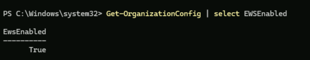 Confirmation that EWS is enabled in your Microsoft 365 organization.