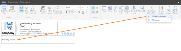 Inserting a conditional placeholder into a signature template.