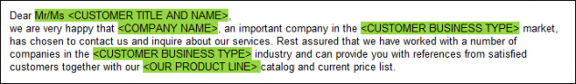 Canned response example.