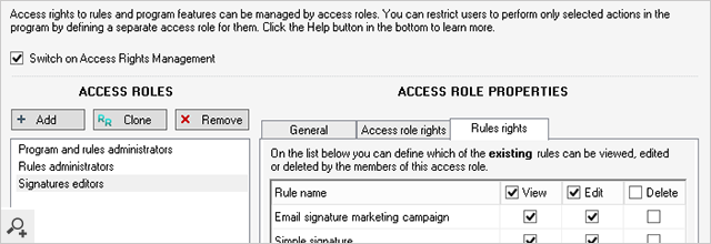 CodeTwo Exchnage Rules - Configuring custom access rights to rules for staff